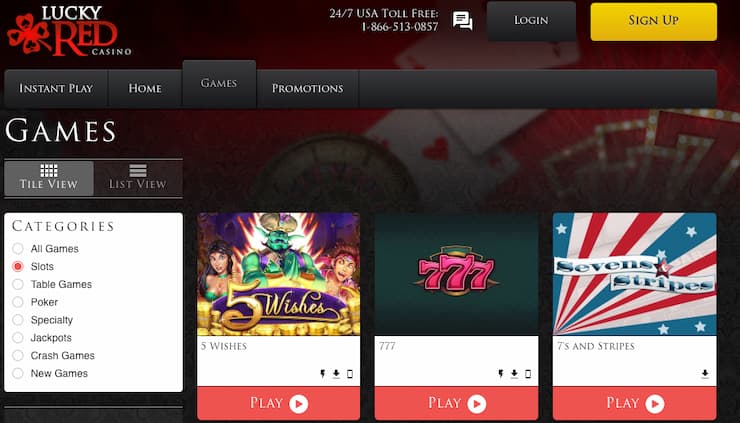 An image of online slots at Lucky Red, one of the best high RTP slot sites.